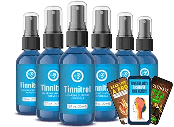 Tinnitrol review supplement bottles for tinnitus relief, auditory support, and hearing wellness